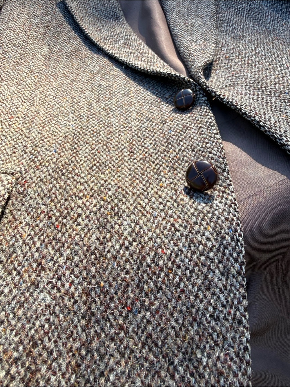 Vintage Harris Tweed Blazer Mens 42R Brown 100% Wool Hand Woven Made in Canada
